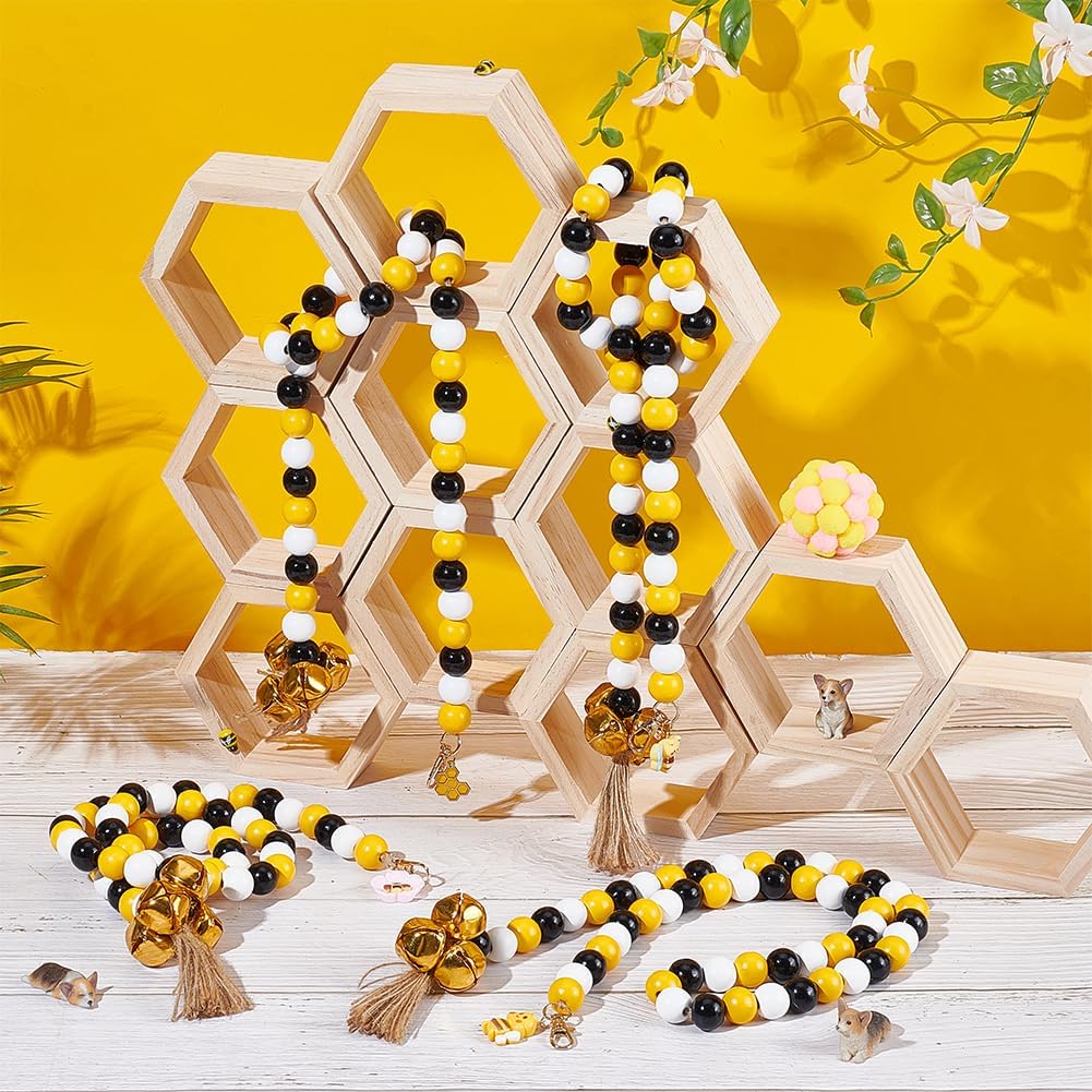 OLYCRAFT 4Pcs Dog Doorbells Training Potty Great Dog Bells Yellow Adjustable Dogs Bell for Door Wooden Beads Bell Ring to Go Potty for Pets Puppies Potty Training Accessories - 39.2 Inch