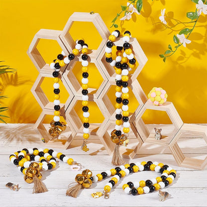 OLYCRAFT 4Pcs Dog Doorbells Training Potty Great Dog Bells Yellow Adjustable Dogs Bell for Door Wooden Beads Bell Ring to Go Potty for Pets Puppies Potty Training Accessories - 39.2 Inch