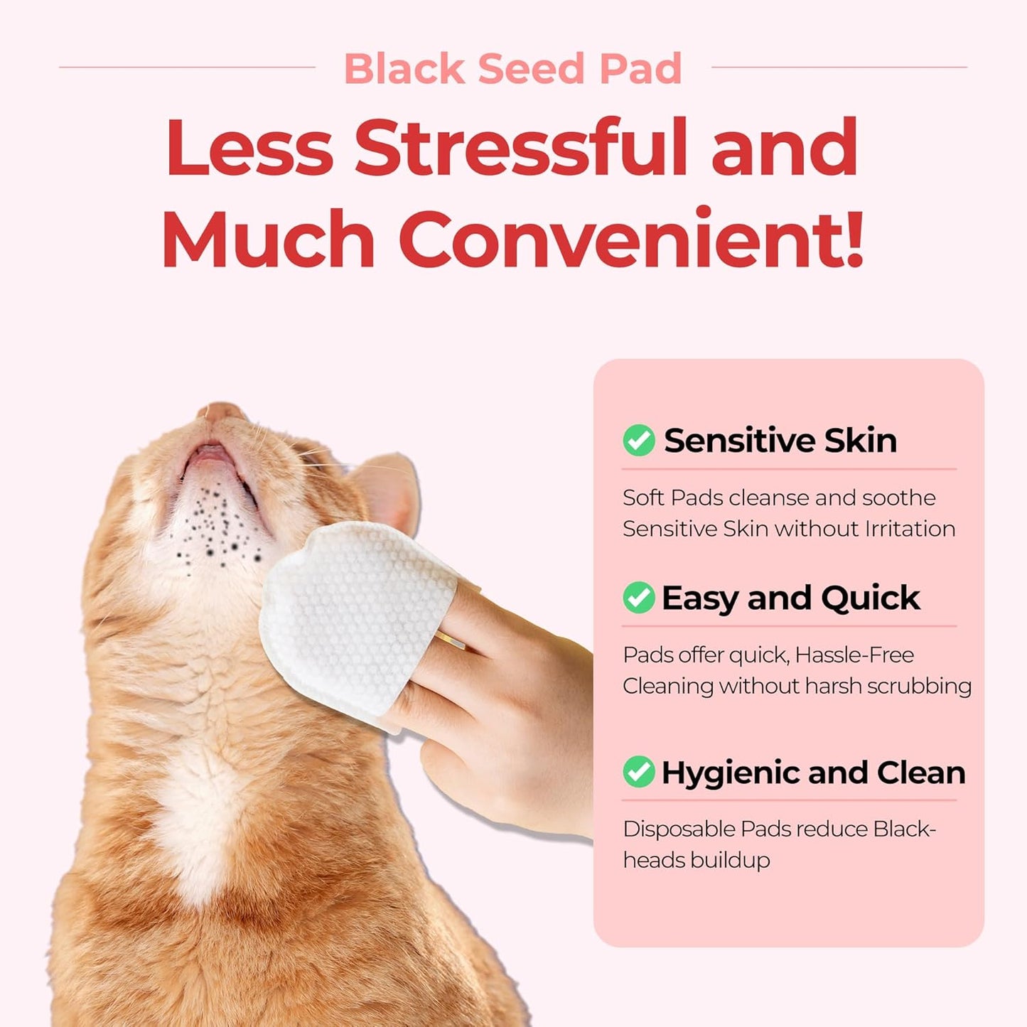 JAYU PET Black Seed Pad - Dry Cat Chin Acne Pad, Double-Sided Dry Pads for Removing Blackhead, 30pcs