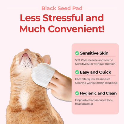JAYU PET Black Seed Pad - Dry Cat Chin Acne Pad, Double-Sided Dry Pads for Removing Blackhead, 30pcs
