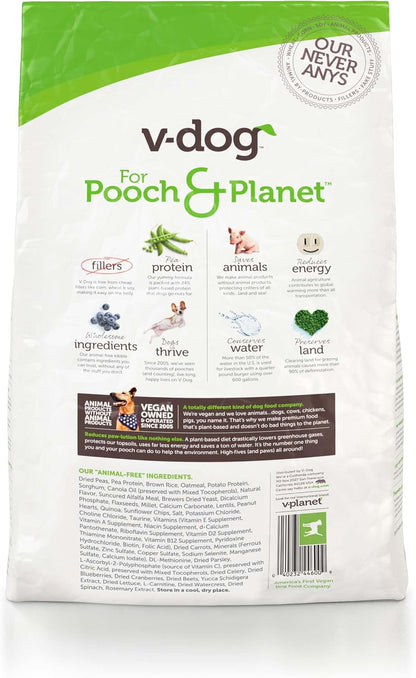 V-dog Vegan Mini Kibble Dry Dog Food (4.5 LB) Small Breed Dogs | Plant-Based Protein with Added Taurine for Sensitive Stomach and Skin | All Natural Made in US