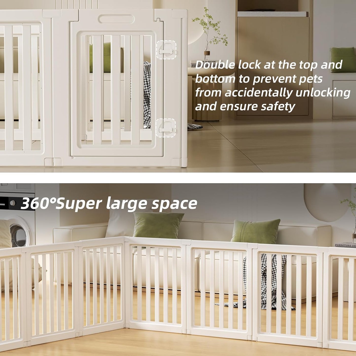 Clear Dog Play Pen,Pet Playpen with Door,Easy to Clean and Install Puppy pens for Both Indoor and Outdoor use (White, 23.6" Height, 8)