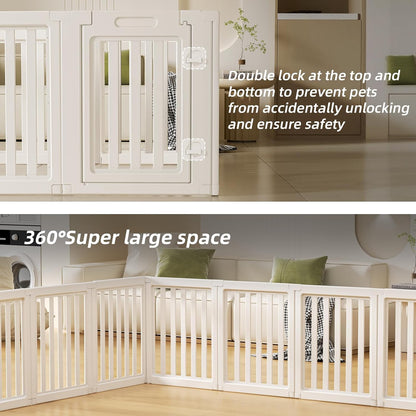 Clear Dog Play Pen,Pet Playpen with Door,Easy to Clean and Install Puppy pens for Both Indoor and Outdoor use (White, 23.6" Height, 8)