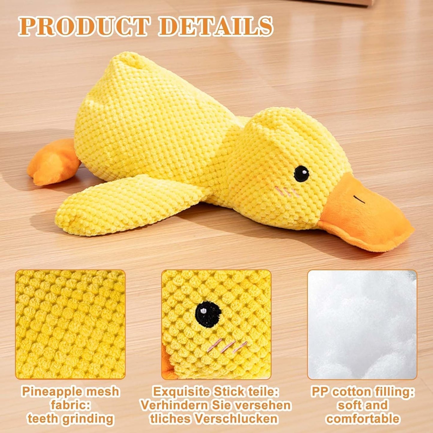3 PCS Calming Emotional Support Yellow Duck Stuffed Dog Toy Calming Emotional Support Duck Stuffed Dog Toy (Green(S+M+L))