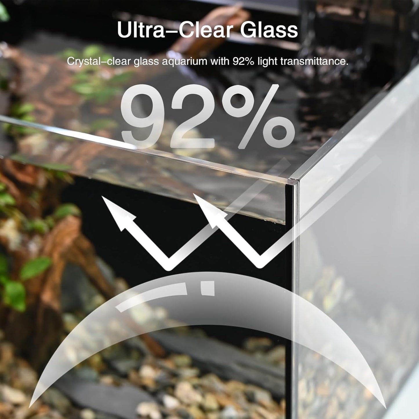 Nano Nature Aquarium Kit,Clear Glass Desktop Fish Tank with with Waterfall Filter and Light for Beginners and Children to Keep Betta Fish, Goldfish, Shrimp, and Aquatic Plants (Black, 2.8 Gallon)