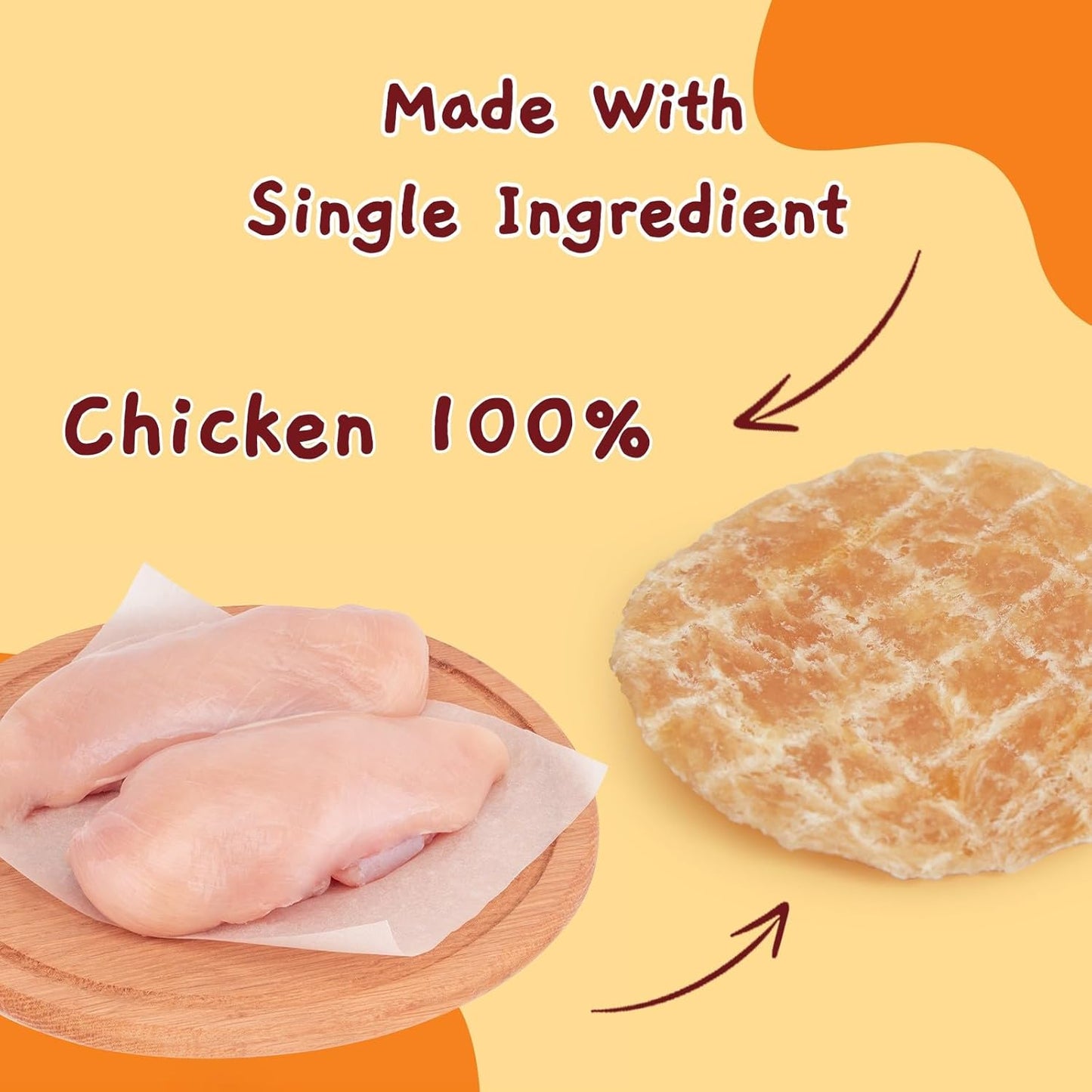 Jungle Calling Dog Treats, Single Ingredient Chicken Chips, Crunchy Jerky Chip Training Treat for Small Medium Large Breed Dogs, About 32 Count