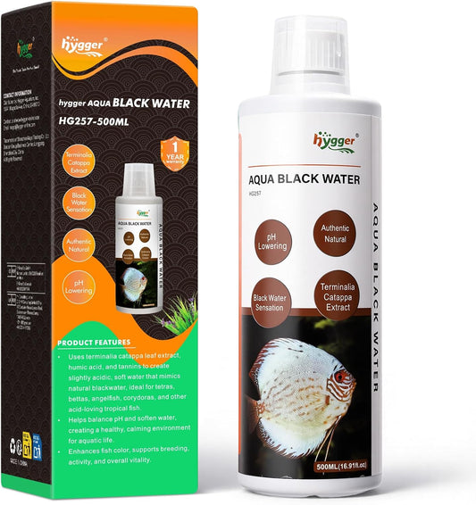 hygger Blackwater Aquarium Conditioner with Natural Olive Leaf Extract, Humic & Tannins, Regulate pH Value Soften Water Create Tropical Biotope Black Water Environment for Freshwater Aquarium (500ML)