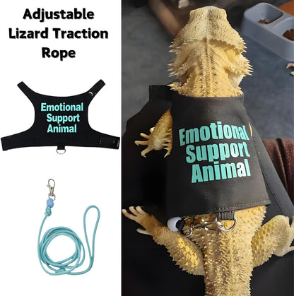 Bearded Dragon Harness and Leash Set - Adjustable Lizard Traction Rope Outdoor Walking Training Leash Reptile Emotional Support Animal Costume Accessories for Bearded Dragon Lizard Small Pets (Blue)