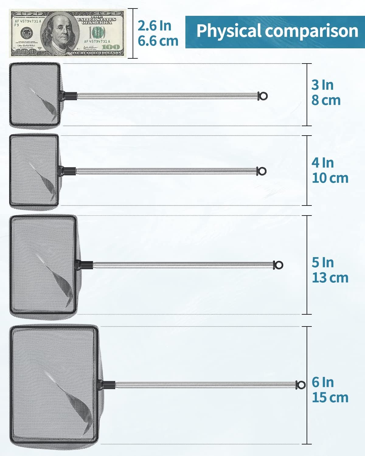 Pawfly Aquarium Fish Net with Extendable 9-24 Inch Long Handle for Betta Fish Tank Small Koi Pond and Pool