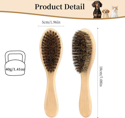 Soft Boar Bristle Dog Brush for Short Haired, Gentle Deshedding & Grooming Tool, Ideal Pet Hair Brush, Puppy Essentials for Grooming and Shedding, Small