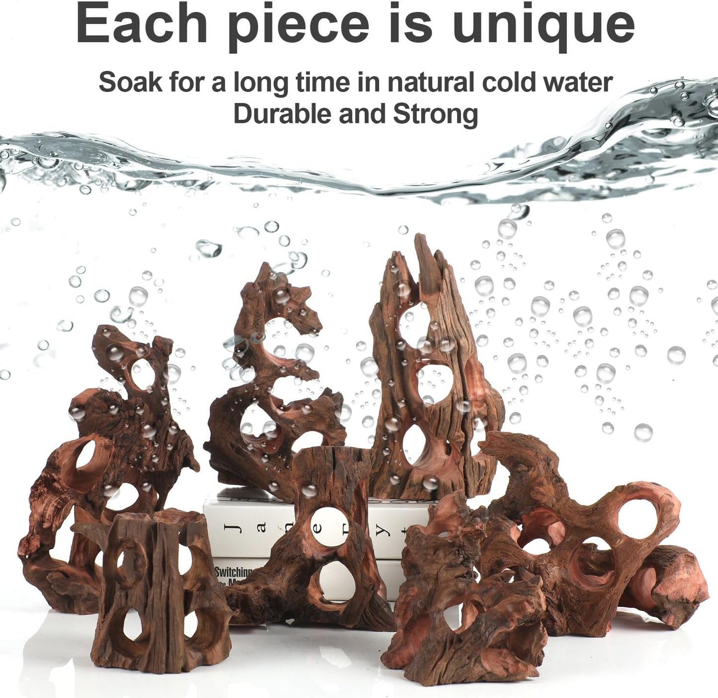 Natural Wood Aquarium Cave Betta Fish Hideout for Aquarium Fish Tank Decorations-Reptile Hide-Snake Hide-Cave for Cichlids Habitat Shelter for Crayfish Shrimp and Other Aquatic Pets 6.1-9.8"