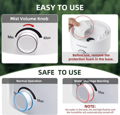Coospider 4.2L Top Fill Reptile Humidifier, Fogger Mister for Reptiles Tank, Terrariums Humidifiers with Extended Hose/Tube, Automatic Reptile Misting System for Reptiles Amphibians Herps Vivarium