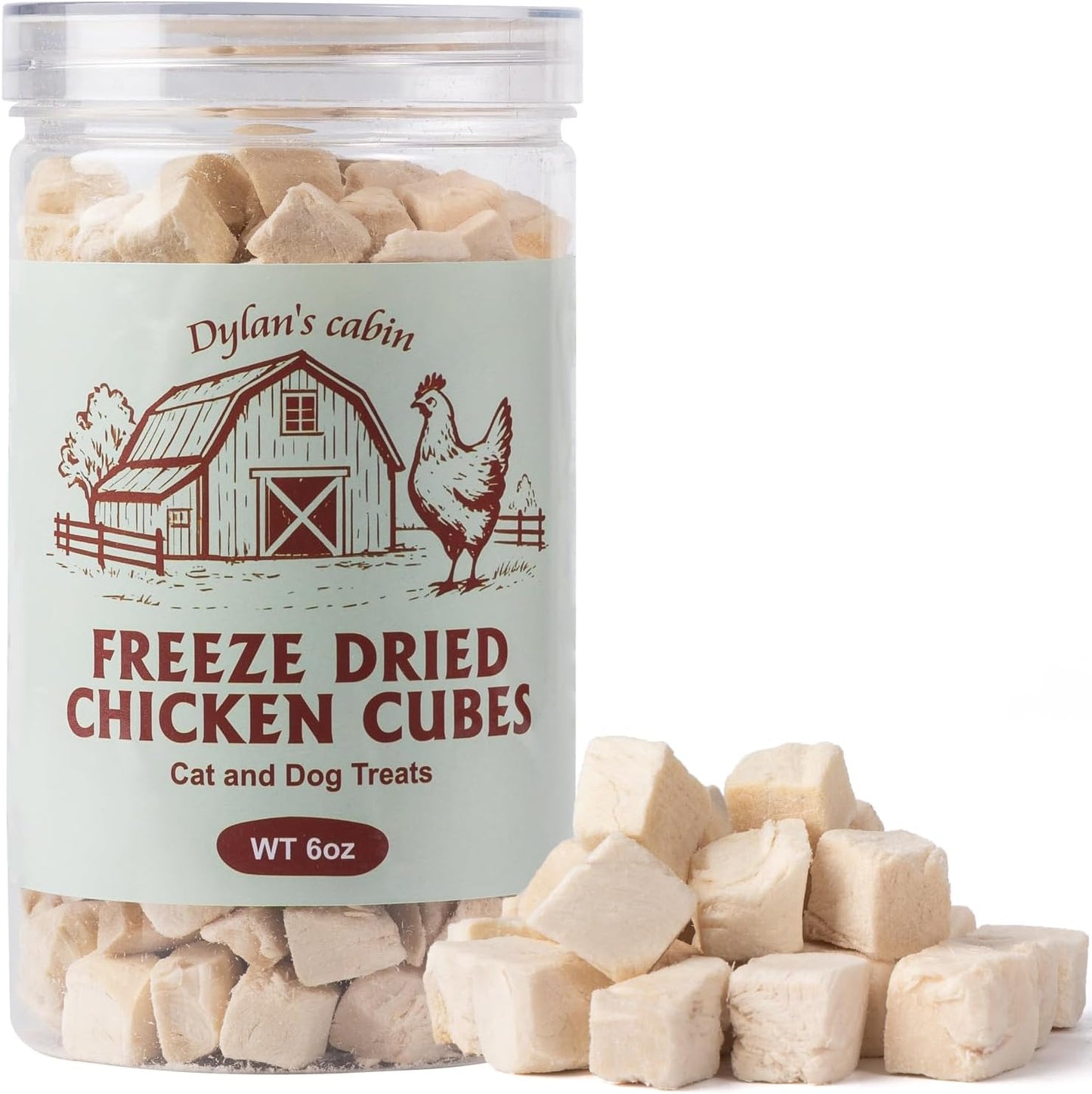 Dylan's cabin Freeze Dried Chicken 6oz- Single Ingredient High Protein Training Snacks or Natural Food Topper,Grain Free