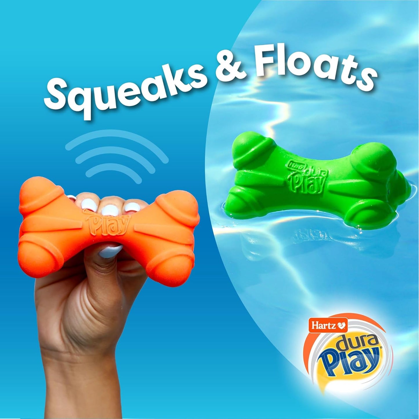 Hartz DuraPlay Bone Squeaky Latex Dog Toy for Medium Breeds, 3 Pack