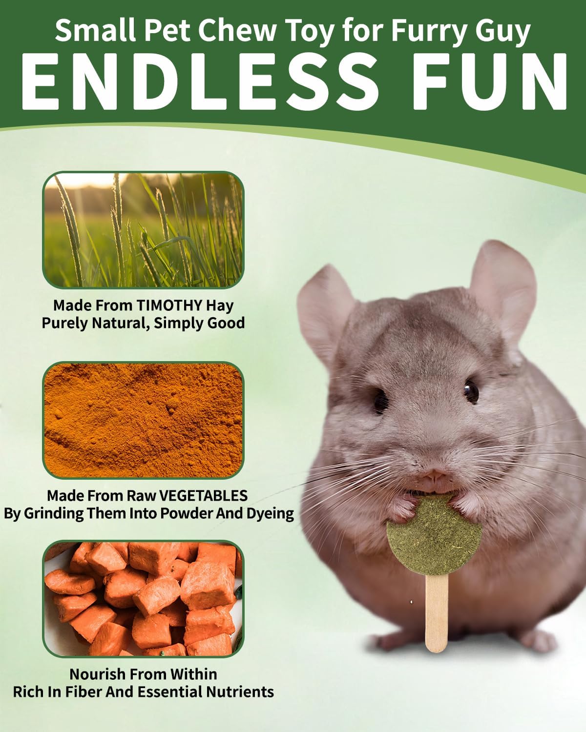 C-LIGHT Rabbit Chew Toy, 6 Pcs Timothy Hay Rabbit Treat Chew for Teeth, Spinner Toy Replaceable Treats for Chinchillas,Guinea Pigs, Bunny (Pink)