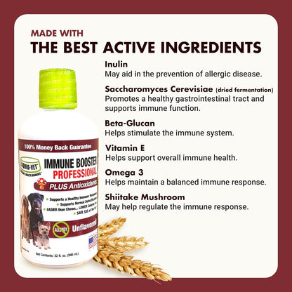 Liquid-Vet Immune Support for Dogs – Antioxidant Protection & Gut Health – Inulin, Beta-Glucan & Omega-3s / Fish Oil & More! - Made for Picky Eaters