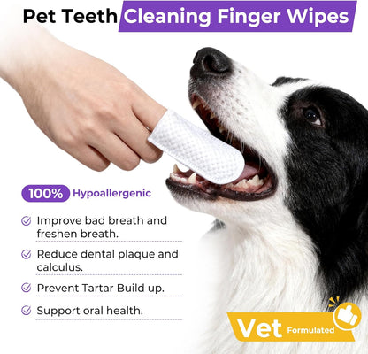 MeCids Pet Cleaning Wipe and Dogs Teeth Cleaning Finger Wipes Set 180PCS, Gentle Pet Wipes for Dogs & Cats Eyes, Ear, Paws, Butt, Face