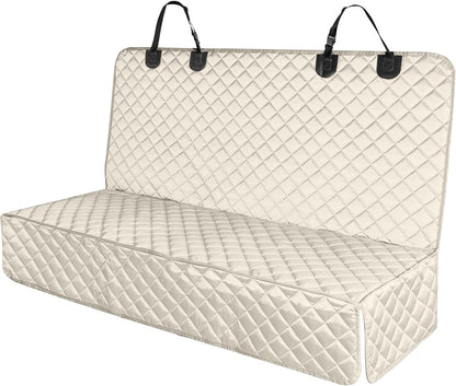 PETICON Waterproof Scratchproof Pet Bench Seat Covers for Cars, Trucks, SUVs, Nonslip Durable Back Seat Cover for Dogs, Washable Backseat Protection, Beige