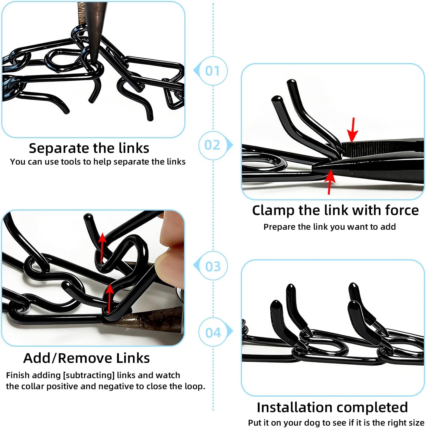 Prong Training Collar for Dogs, Adjustable Dog Pinch Collar with Quick Release Buckle, No Pull Collar for Small Medium Large Dogs, Extra Link and Caps