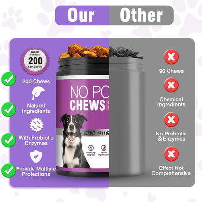 200 Chews No Poo Chews-No Poop Eating Deterrent for Dog-Coprophagia Deterrent for Dogs-Prevent Stop Dogs from Eating Poop Supplement with Digestive Enzymes&Probiotics-Breath Freshener-Chicken Flavor