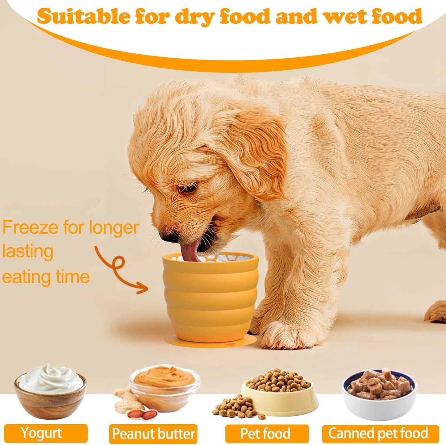 Slow Feeder Bowl for Dog, Silicone Dog Lick Bowl for Fast Eater,Anxiety Relief Dog Feeding Bowls,Non-Slip Anti-Choking Interactive Slow Eating Dog Lick Mat for Small Medium Large Breed Dog Cat