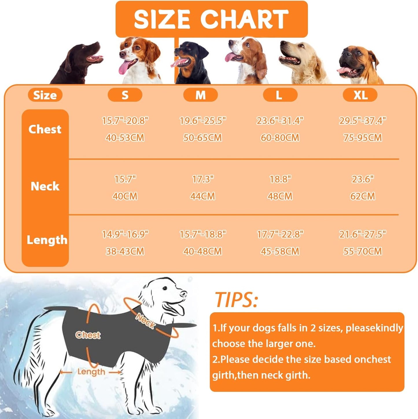 Geyecete Dog Life Jacket High Visibility Dog Life Vest for Swimming, Boating, and Water Safety, Large, Adjustable Pet Life Swimsuit-Orange-XL