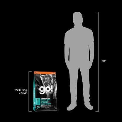 Go! Solutions Carnivore, Grain-Free, Protein Rich Dry Dog Food, Chicken, Turkey and Duck Adult Recipe, 22 lb Bag