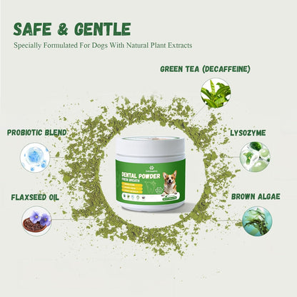 Dog Dental Care Powder - 300g Teeth Cleaning Powder for Dogs with Probiotic, Plaque & Tartar Control with Natural Enzymes, Fresh Breath for Small Medium Large Dogs
