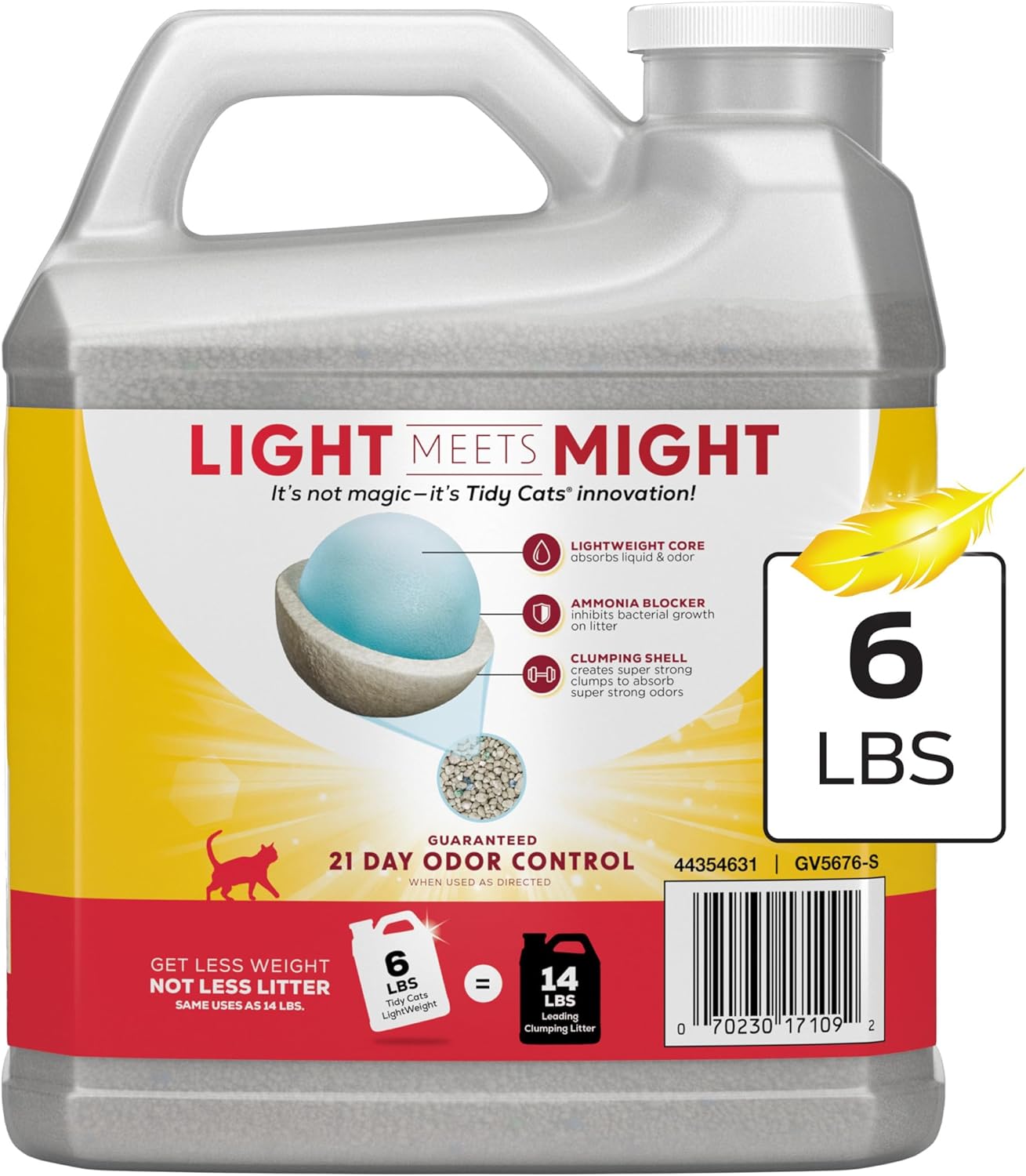 Purina Tidy Cats LightWeight 24/7 Performance Odor control, Multi-Cat, Clumping, 99.9 Percent Dust Free Cat Litter - 6 lb. Jug