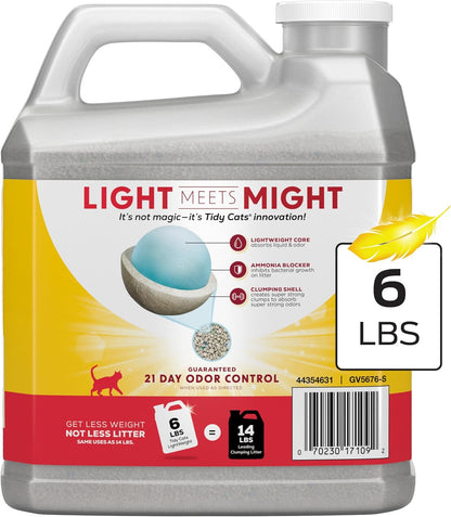 Purina Tidy Cats LightWeight 24/7 Performance Odor control, Multi-Cat, Clumping, 99.9 Percent Dust Free Cat Litter - 6 lb. Jug