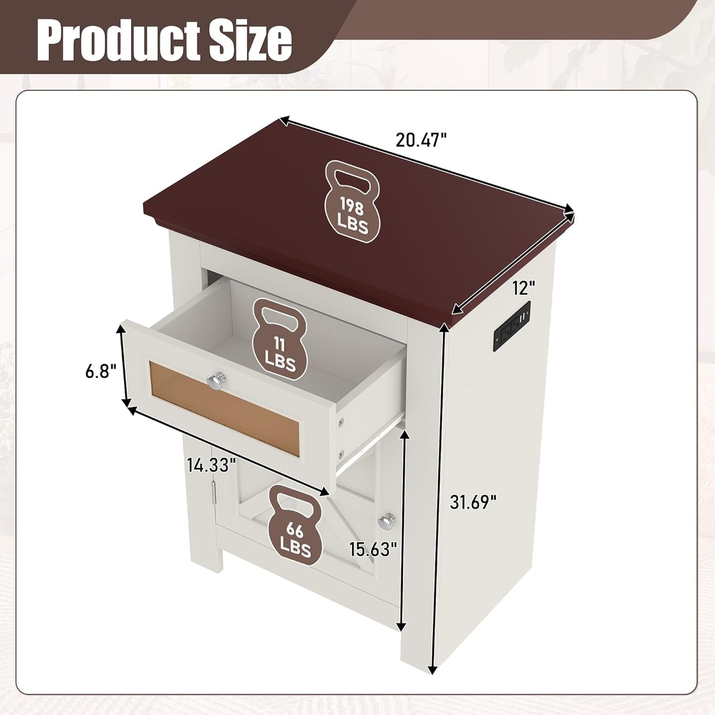 Merax 10-15 Gallon Fish Tank Stand, Aquarium Stand with Power Outlets, Fish Tank Table with Storage Cabinet and Drawer, Aquarium Table for Reptile Terrarium Stand