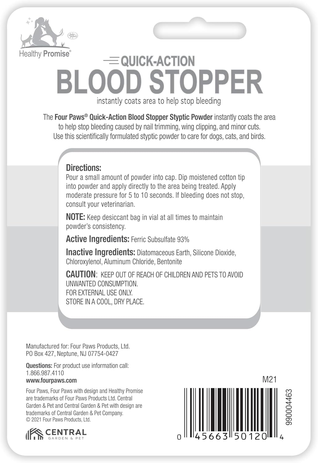 Four Paws Healthy Promise Quick Action Blood Stopper Styptic Powder for Dogs & Cats, 0.5 Ounces (Pack of 1)