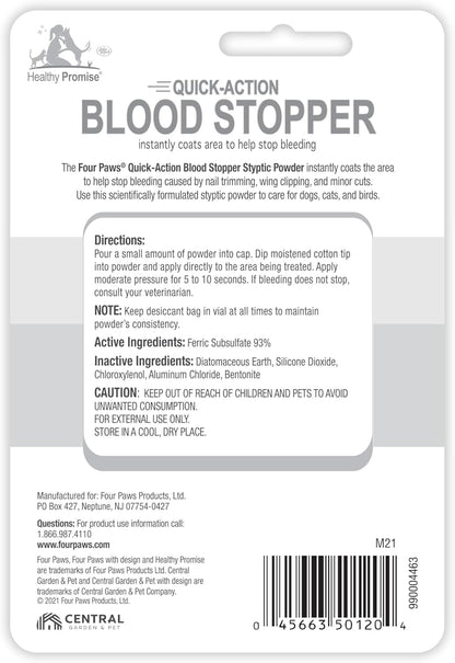 Four Paws Healthy Promise Quick Action Blood Stopper Styptic Powder for Dogs & Cats, 0.5 Ounces (Pack of 1)