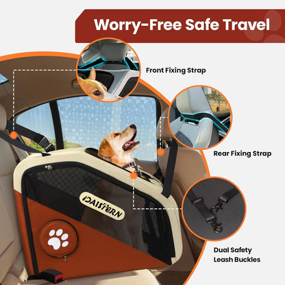 Collapsible Dog Crate for Travel, Portable Pet Crate for Small & Large Dogs, Soft-Sided Car Kennel with Heavy-Duty Metal Frame, Mesh Windows, Feeding/Comfort Access for Backseat Trunk Brown