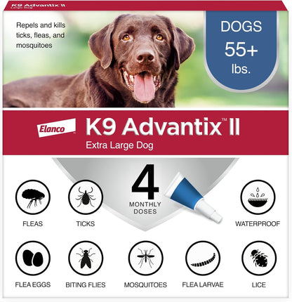 K9 Advantix II XL Dog Vet-Recommended Flea, Tick & Mosquito Treatment & Prevention | Dogs Over 55 lbs. | 4-Mo Supply