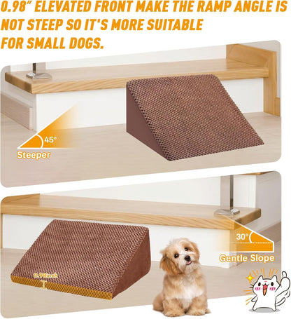 40D Density Foam Dog Ramp for Stairs Suits for Small Dogs Cats, Pet Steps Stairs for Staircase Stairs with Anti-Slip Bottom and Self-Sticky Pads to Fix(6Pack, Reddish Brown)