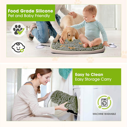 Snuffle Mat for Dogs 21x16Inc and Small Silicone Lick Mat for Dog,Dog Sniffiing Interactive Foraging Puzzle Toy, Stress Relief & Training for Small/Medium/Large Dogs(Gray)