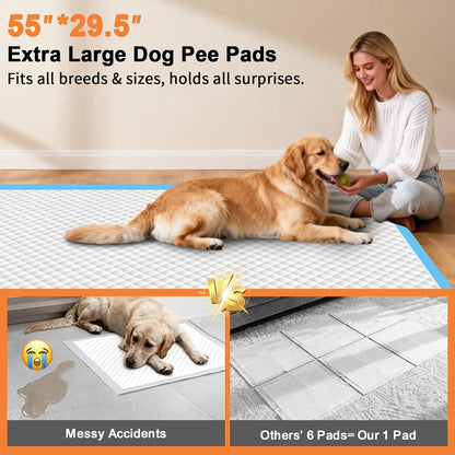 URPOWER Extra Large Dog Pee Pads 55"x29.5" 40 Count, 5XL Super Absorbent Puppy Pads Disposable Potty Training Pads for Dogs & Cats, Leak-Proof Baby & Adults Bed Pads, Pet Pads for Car, Crate