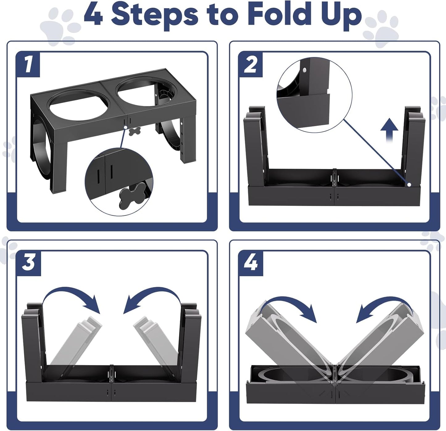 XIAZ Slow Feeder Dog Bowl Elevated Food and Water Bowl Stand for Large Medium Sized Dog, 4 Heights Adjustable, Non-Slip, Durable, Prevents Bloating & Improves Digestion for Dogs
