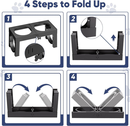 XIAZ Slow Feeder Dog Bowl Elevated Food and Water Bowl Stand for Large Medium Sized Dog, 4 Heights Adjustable, Non-Slip, Durable, Prevents Bloating & Improves Digestion for Dogs