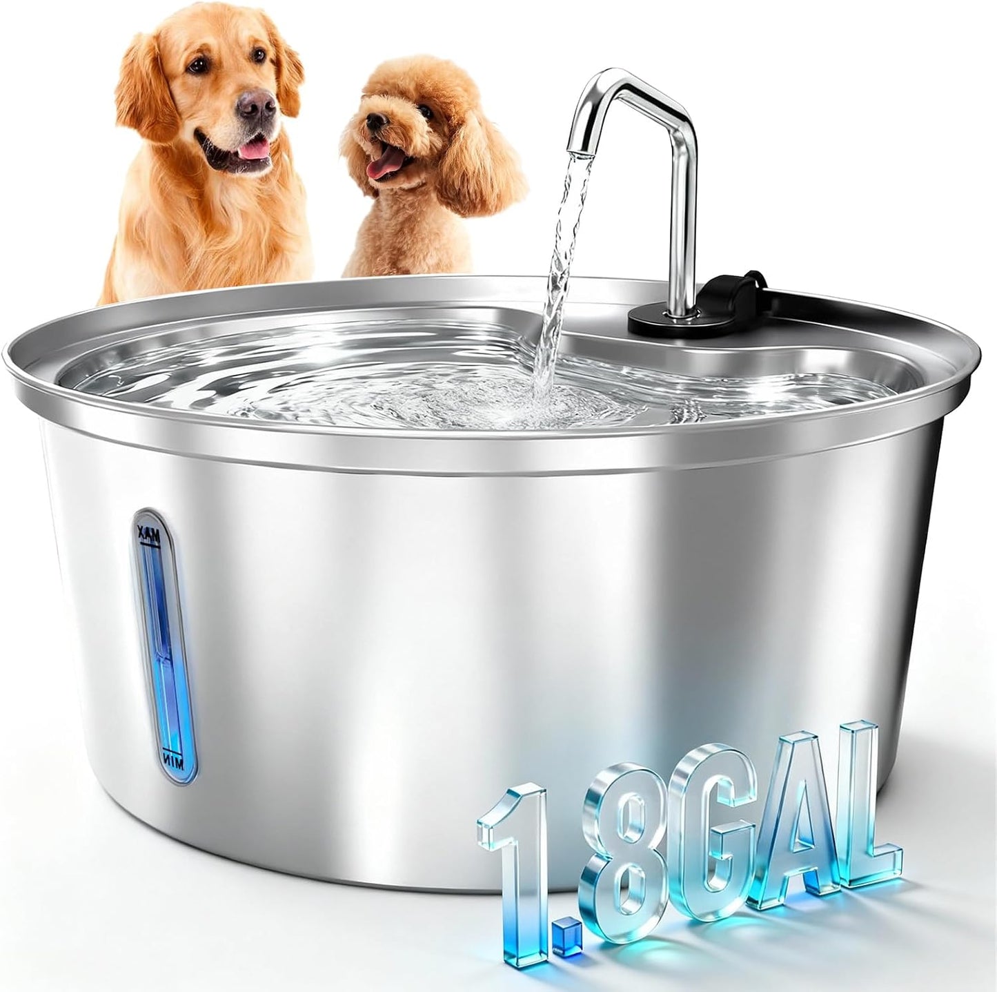 Dog Water Fountain Stainless Steel & 6 Pcs Fountain Filters