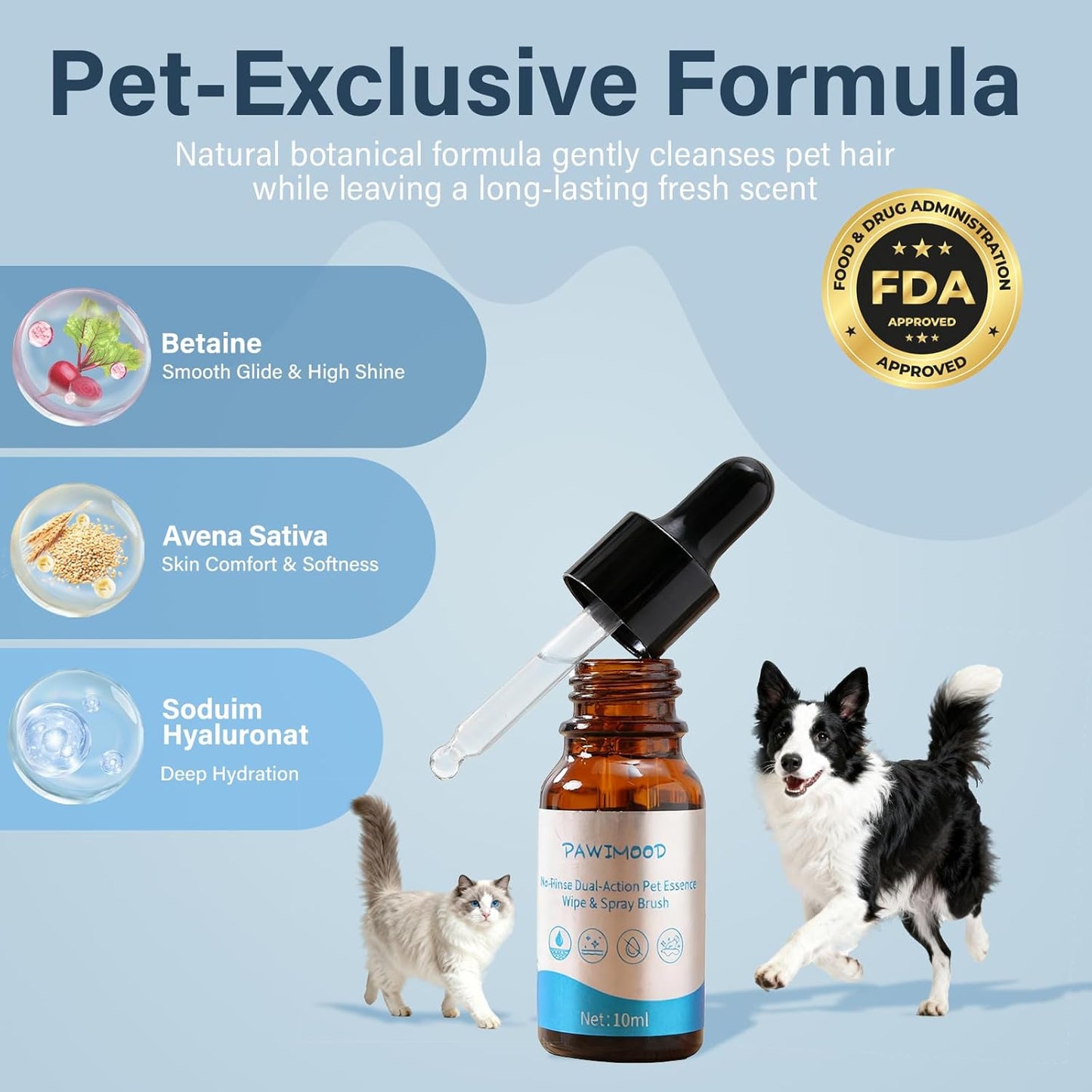 Pet Steam Brush for Dogs & Cats | 10PCS No-Rinse Pet Essence