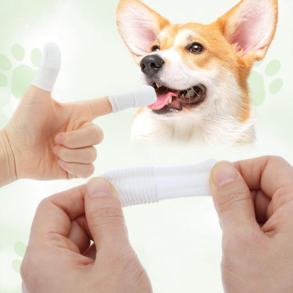 30Pcs Cat & Dog Toothbrush Finger, Soft Fabric Finger Toothbrush for Dogs Cats, Washable & Reusable Teeth Cleaning Wipes Toothbrushes Fingers Dental Wipes Gum Care Remove Stain