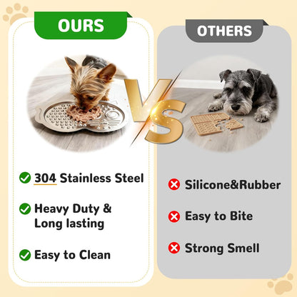 Stainless Steel Lick Mat for Dogs & Cats, 2 Pack Dog Lick Mat with Non-Slip Base, Dog Licking Mat for Anxiety Relief, Cat Slow Feeder