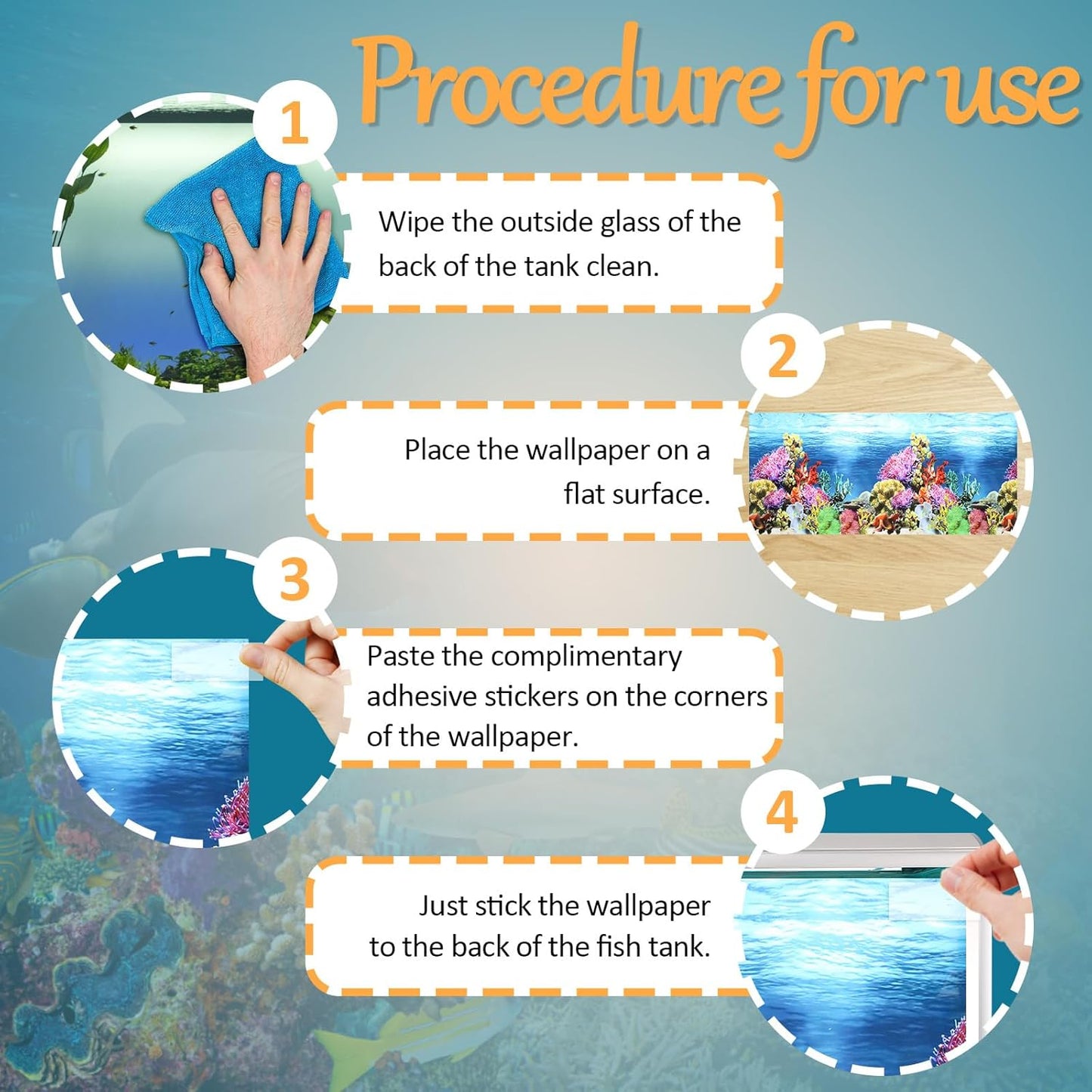 2 Pack 32 x 16 inches Aquarium Backgrounds, Double-Sided Fish Tank Wallpaper, 3D Cora Water Plants Terrarium Background with Adhesive Tape, Ocean Theme Fish Tank Backdrop (2 Pcs)