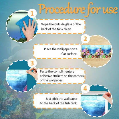 2 Pack 32 x 16 inches Aquarium Backgrounds, Double-Sided Fish Tank Wallpaper, 3D Cora Water Plants Terrarium Background with Adhesive Tape, Ocean Theme Fish Tank Backdrop (2 Pcs)