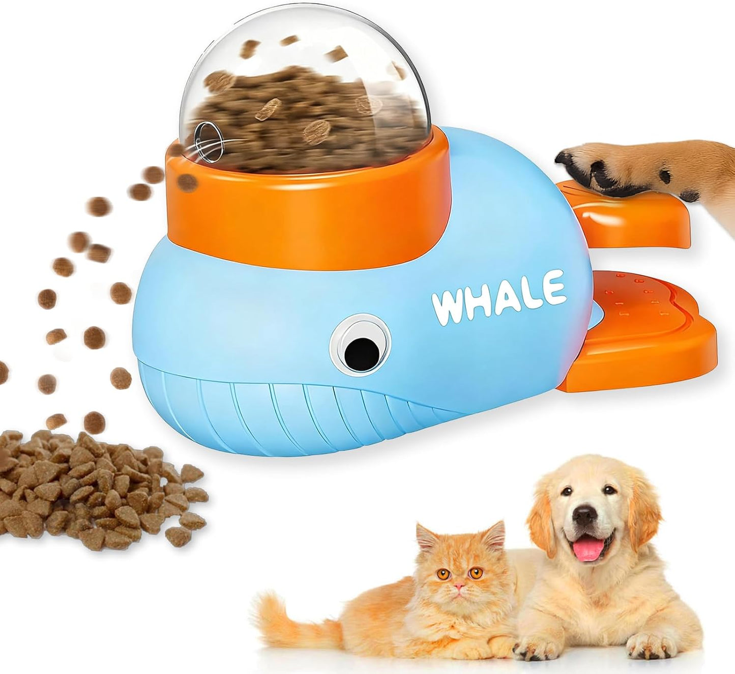 Interactive Slow Feeder for Small Dogs and Cats, Food Puzzle Slow Feeder Toy Duck, Dog Enrichment Toys Treat Dispenser with Button, Exercise Small Animal Bowls