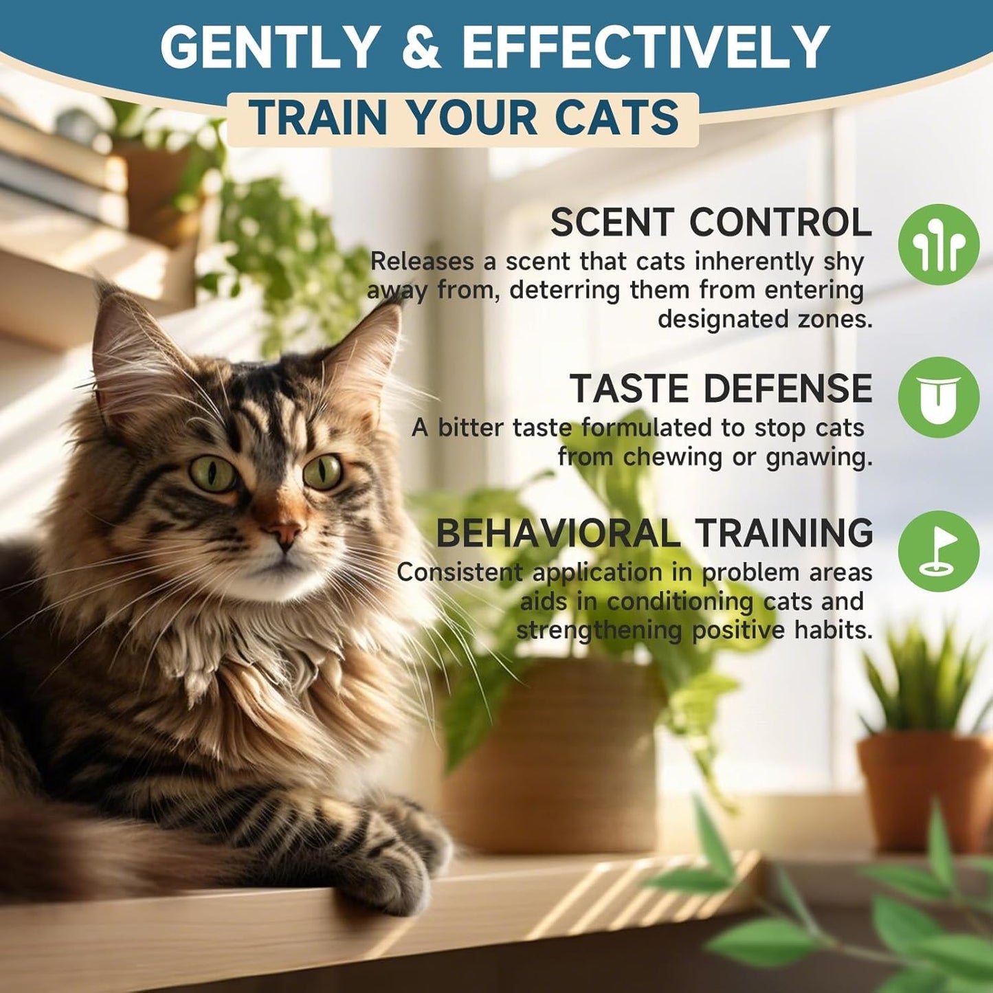 VICSOM Cat Deterrent Spray, Natural Cat Repellent Spray, Cat Scratch Deterrent for Furniture, Sofas, Rugs, Curtains, Plants, Indoor & Outdoor Keep Cats Kittens Away, No Alcohol & Trace 6.76 FL Oz