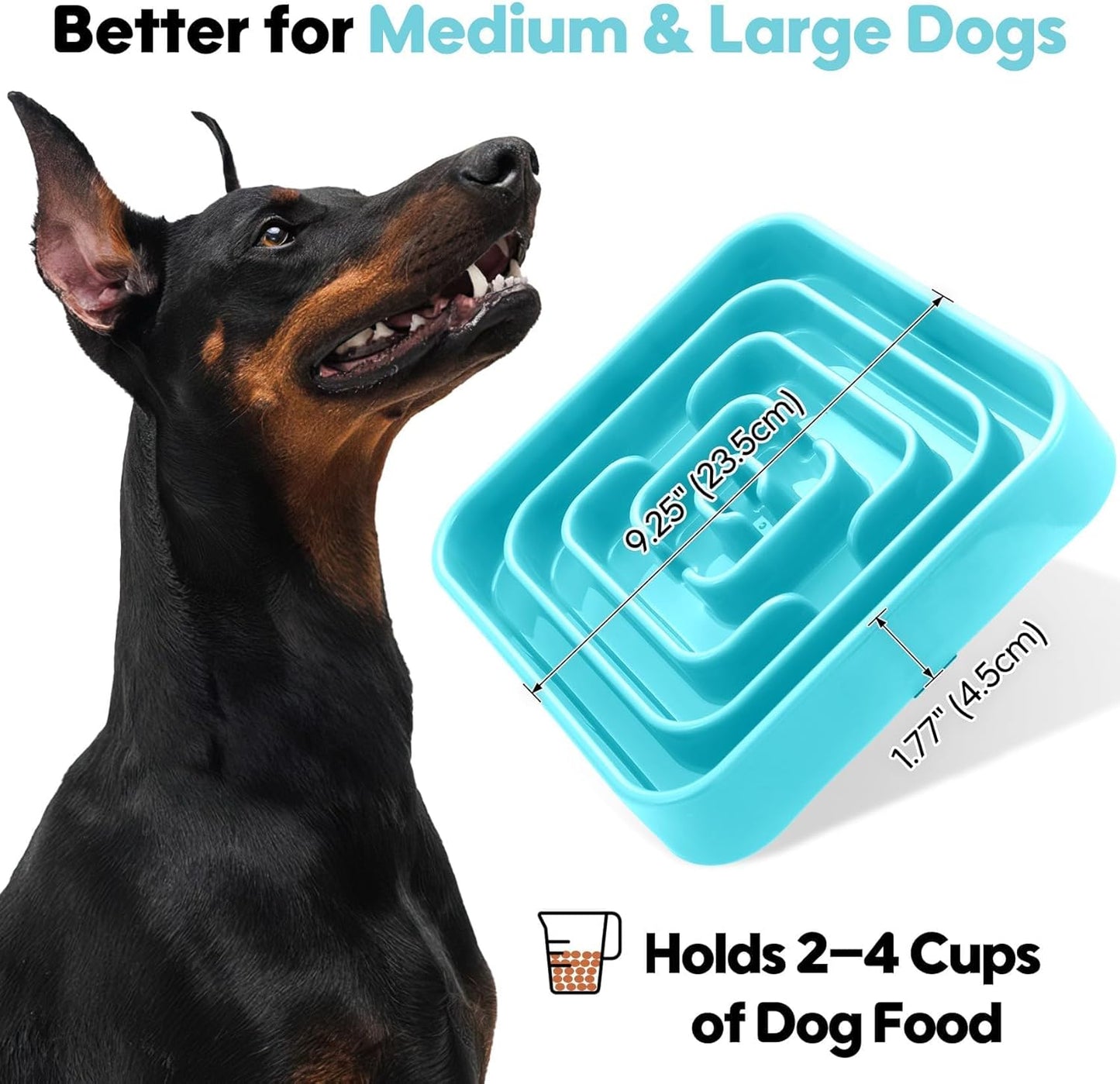 TOBYTO Slow Feeder Dog Bowls for Large Medium Breed, Anti-Choking Pet Slow Feeding Food Bowl, Non Slip Maze Puzzle Dog Feeder Bowl Prevent Bloating,Blue