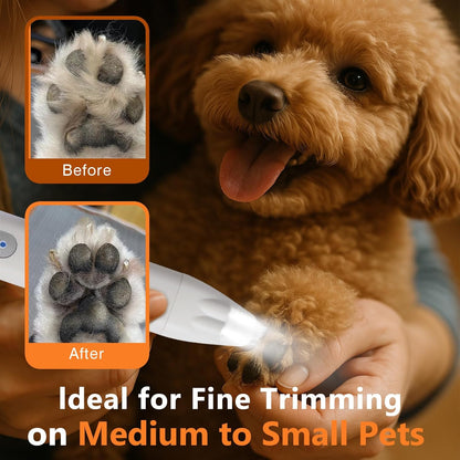 2025 Upgraded New Dog Paw Trimmer with LED Light,9mm Mini Blade,35 dB Quiet & Low Noise,Rechargeable,Electric Hair Clippers for Small Dogs & Cats,Face,Eyes,Ears and Rump